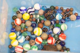 A collection of old coloured marbles