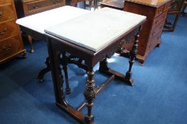 A marble top console table