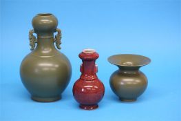 3 Various Oriental vases, one in tea dust glaze an