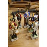 6 Continental porcelain soldiers