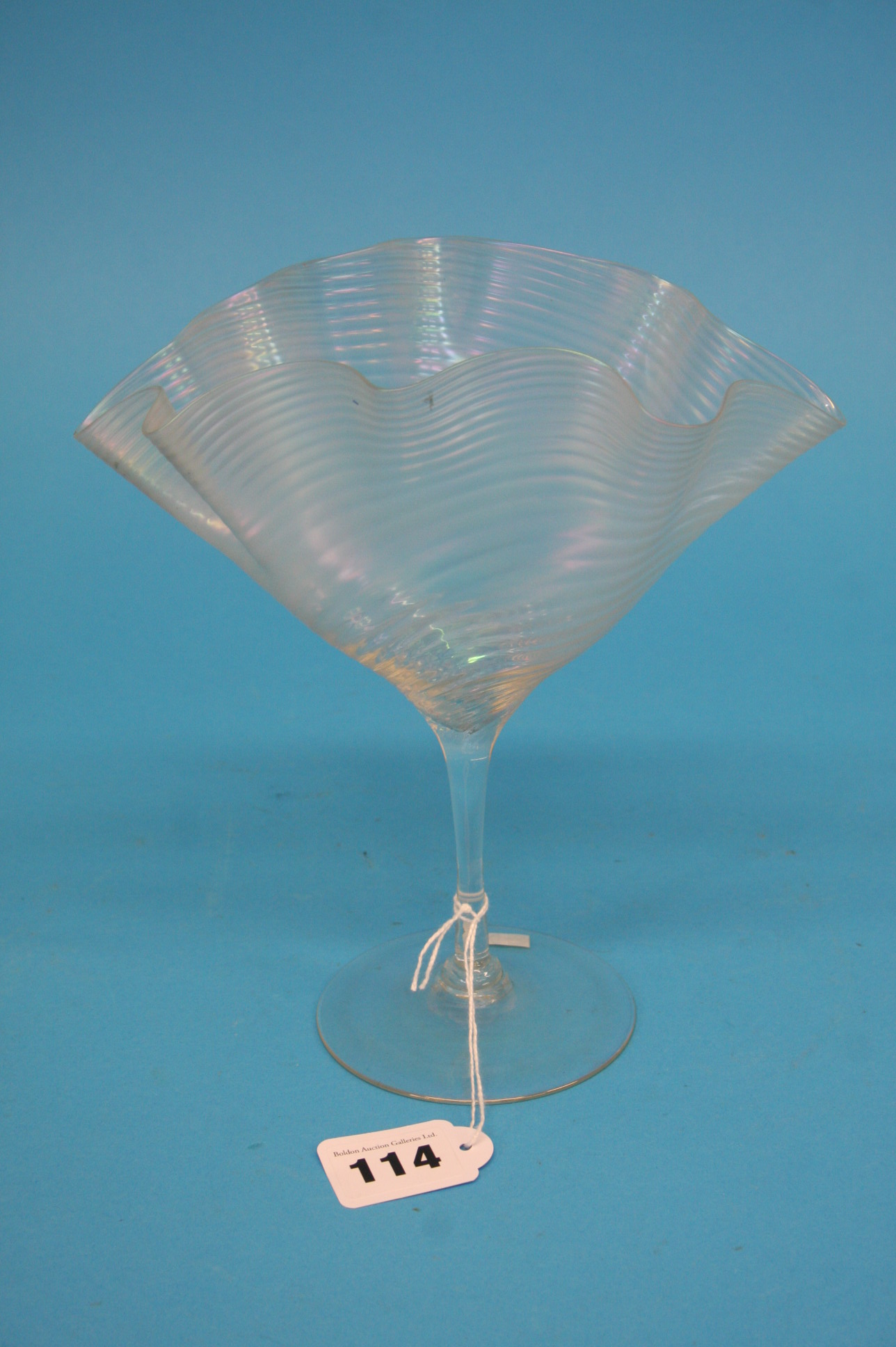 A Continental opalescent handkerchief glass vase w