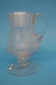 A Victorian clear glass tankard with acid etched f