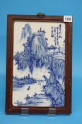A set of 4 Oriental blue and white ceramic plaques