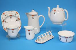 A Shelley tea and coffee service decorated with fl