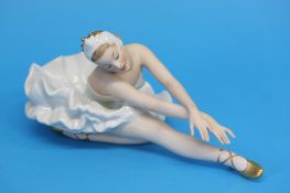 A Continental Porcelain ballerina figurine, green