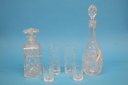 Two glass decanters and a suite of eighteen glasse