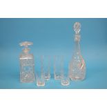 Two glass decanters and a suite of eighteen glasse