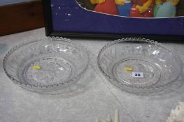 Pair of pressed glass bowls etc.