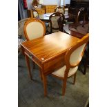 Yew dining room table and two chairs
