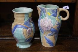 Decorative Beswick vase and jug