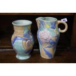 Decorative Beswick vase and jug