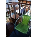 Modern basket weave chair, sewing box etc.