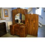 Walnut three piece bedroom suite (worm)