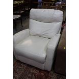 White leather reclining armchair