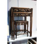 Oriental carved nest of tables