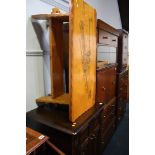 Oak linen fold cabinet and an occasional table