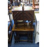 Sewing box and an oak nest of tables