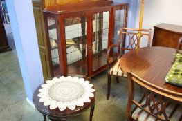 Mahogany china cabinet and an occasional table