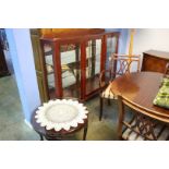 Mahogany china cabinet and an occasional table