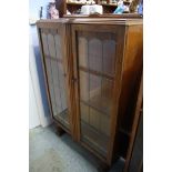 Oak leaded glass china cabinet