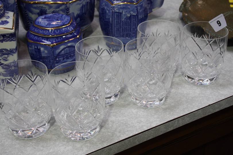 Suite of 6 cut glass whiskey tumblers