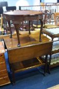 Walnut gateleg trolley and an occasional table