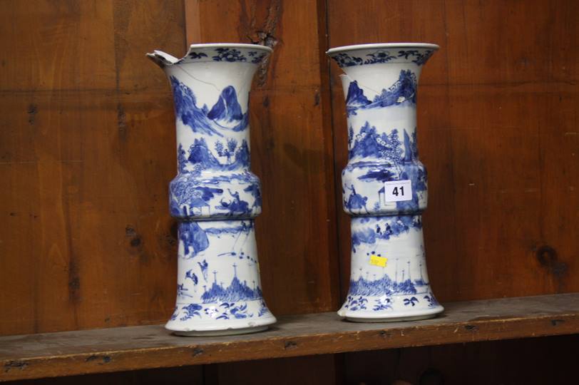 Pair of Oriental blue and white vases