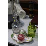 Cut glass decanter, pen stand etc.