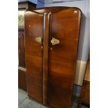 Walnut double door wardrobe