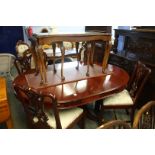 Reproduction dining table, four chairs and a nest of tables