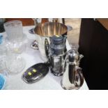 Silver plate including Elkington ice bucket, Aspre