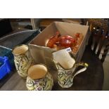 Wade 'Gothic' jugs and a collection of Carnival glass