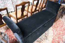 Blanket box upholstered in black velvet