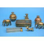 A box of Brassware including a 1st World War biscu