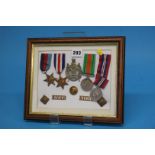 Framed and mounted WWII medals