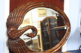Carved hardwood swan mirror