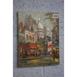 Pair Continental oil on canvas street scenes