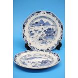 A pair of Chinese blue and white tinglaze octagona