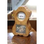Small leather cased mantle clock