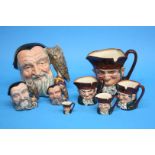 A set of 3 graduated Royal Doulton character jugs,