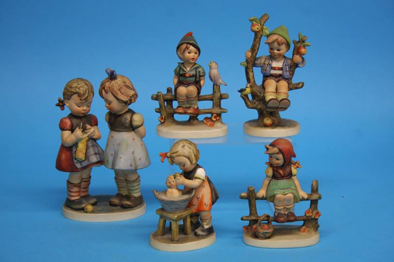 Five various Hummel figures to include 'Knitting L