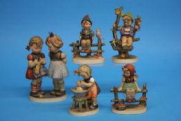 Five various Hummel figures to include 'Knitting L