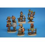 Five various Hummel figures to include 'Knitting L