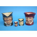 Four Royal Doulton Character jugs, large and small