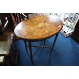 Mahogany oval occasional table with inlaid top