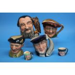 Six various Royal Doulton character jugs