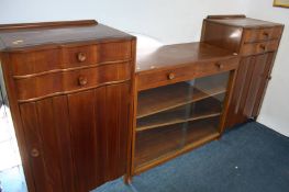 Pair of mahogany cabinets with matching sliding door bookcase
