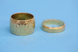 Two 18ct gold wedding bands, weight 14.9gm