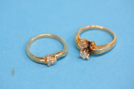Two 14ct gold and diamond rings