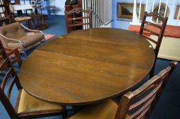 Oak gateleg table and 4 oak chairs